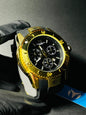 Technomarine con Correa Negra, Bordes Dorados y Esfera Negra